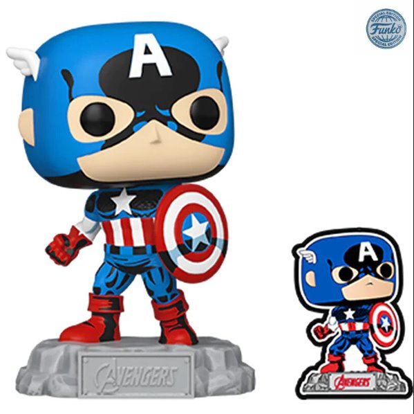 POP! Marvel: The Avengers Captain America (Special Edition) + odznak akciós termékkép 1