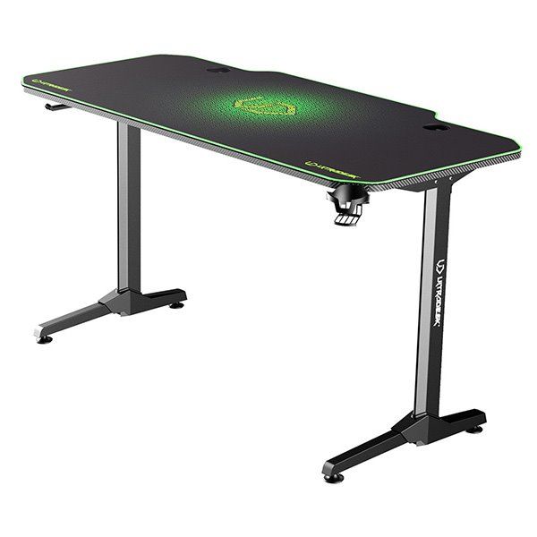 ULTRADESK Gamer játékos asztal FRAG - GREEN, 140x66 cm, 76 cm, XXL egérpad, ultradesk BEAM, fejhallgató tartó akciós termékkép 1