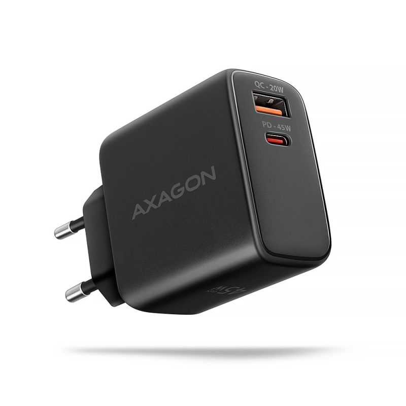 AXAGON ACU-PQ45 GaN Hálózati töltő 45W, 2x port (USB-A + USB-C), PD3.0/PPS/QC4+/SFC 2.0/AFC/Apple akciós termékkép 1