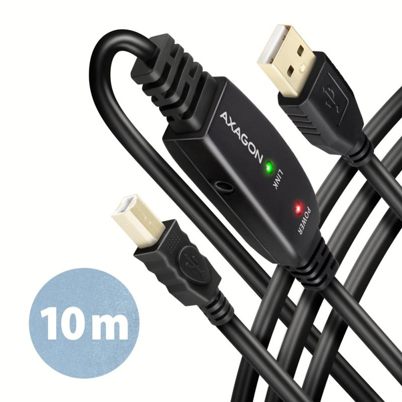 AXAGON ADR-210B, USB 2.0 A-M -> B-M aktív csatlakoztató / repeater kábel, 10m akciós termékkép 1