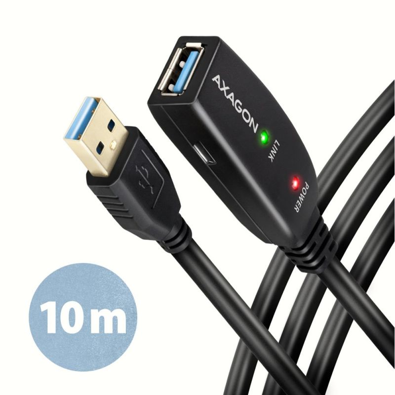 AXAGON ADR-310, USB 3.2 Gen 1 A-M -> A-F aktív hosszabbító / repeater kábel, 10m akciós termékkép 1
