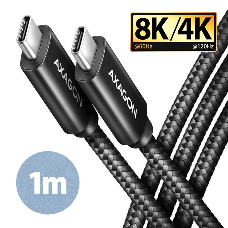 AXAGON BUCM432-CM10AB, NewGEN+ kábel USB-C  USB-C, 1m, USB4 Gen 3×2, PD 100W 5A, 8K HD, ALU, fonott, fekete akciós termékkép 1