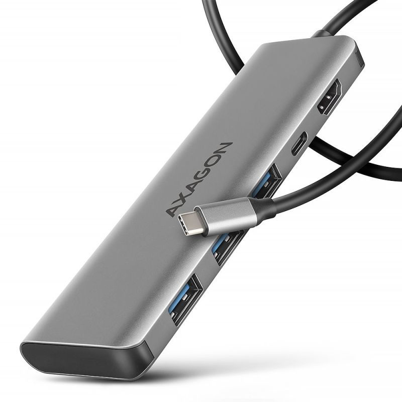 AXAGON HMC-5H, USB 5Gbps hub, 3x USB-A, HDMI 4k/30Hz, PD 100W, kábel USB-C 100cm akciós termékkép 1