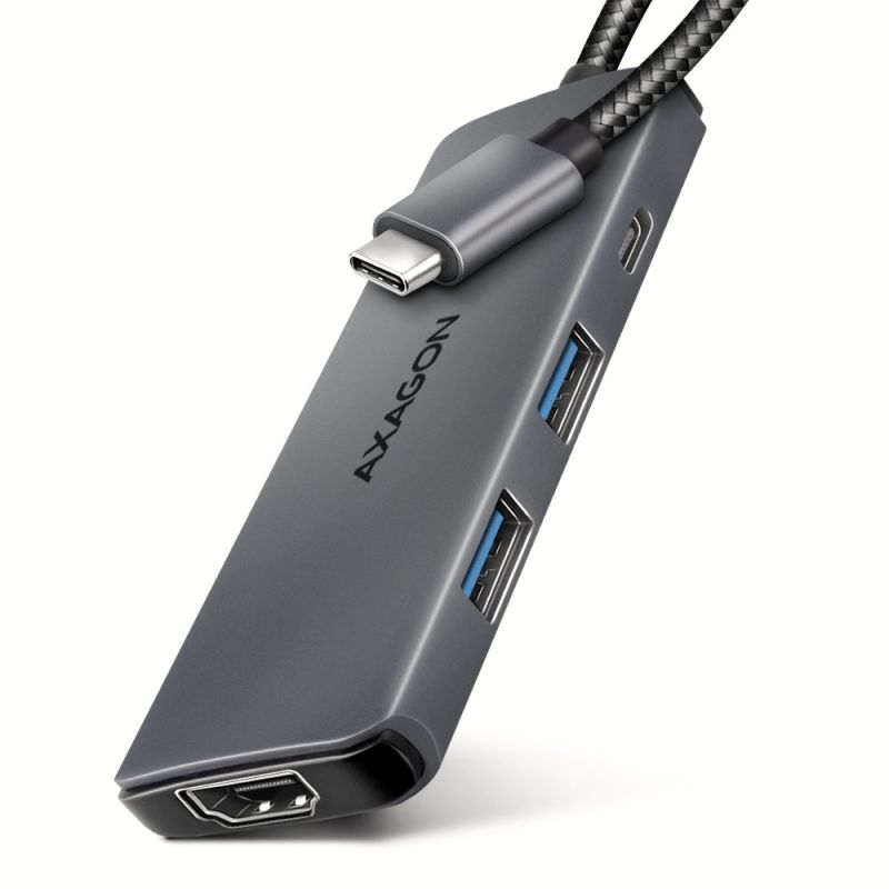 AXAGON HMC-5H8K, USB 5Gbps hub, 2x USB-A, USB-C, HDMI 8k/30Hz, PD 100W, kábel USB-C 15cm akciós termékkép 1