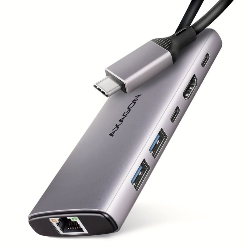 AXAGON HMC-6G2L, USB 10Gb/s hub, 2x USB-A, 1x USB-C, HDMI 4k/60, RJ-45, PD 100W, kábel USB-C 15cm akciós termékkép 1