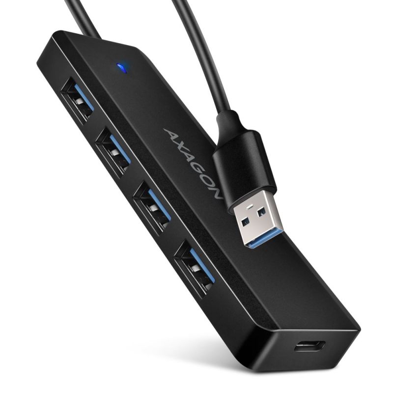 AXAGON HUE-C1A, 4x USB 5Gbps TRAVEL hub, USB-C csatlakozó, kábel USB-A 19cm akciós termékkép 1