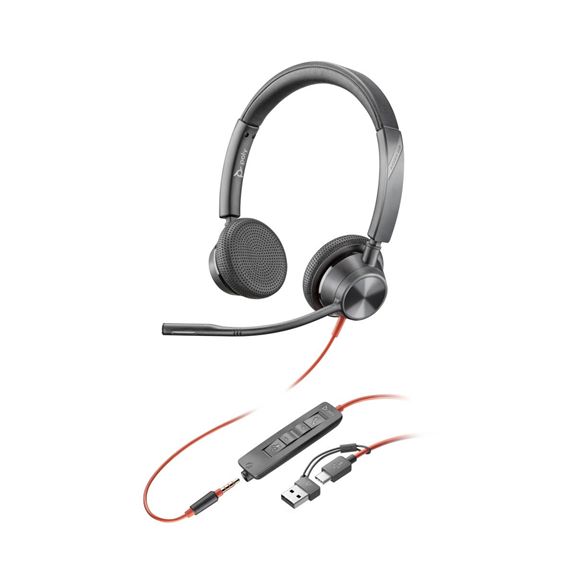 Poly Blackwire 3325 fejhallgató szett USB-C/A + 3,5 mm jack, Adapter, stereo akciós termékkép 1
