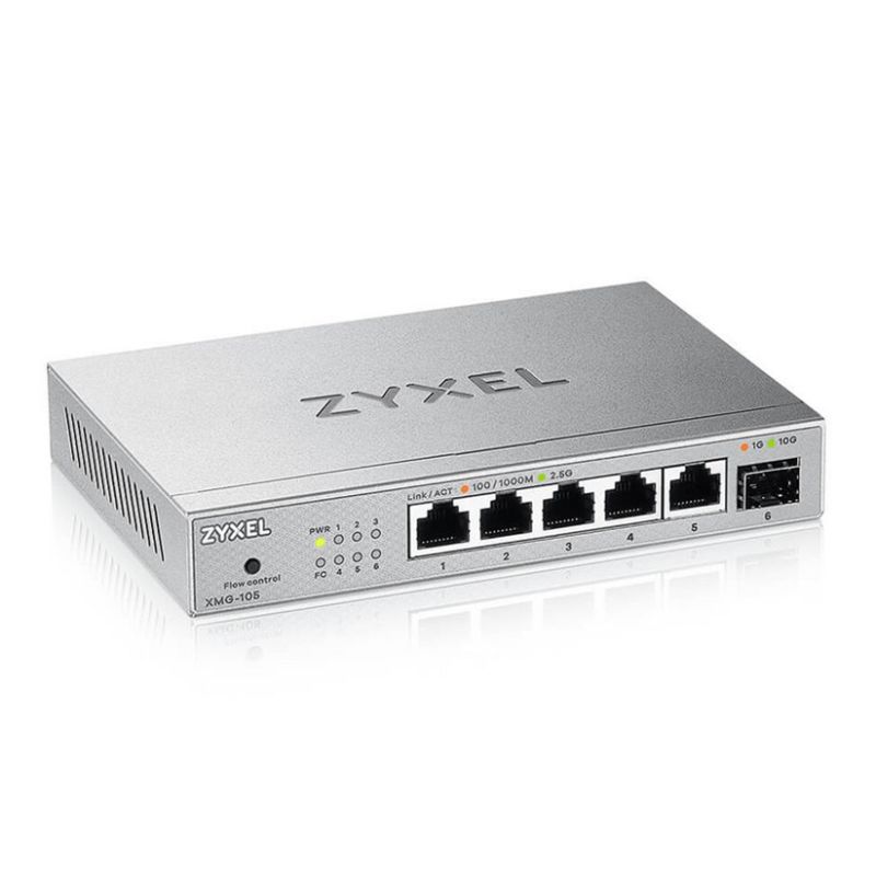 Zyxel XMG-105 5 Ports 2,5G + 1 SFP+ MultiGig unmanaged Desktop Switch akciós termékkép 1