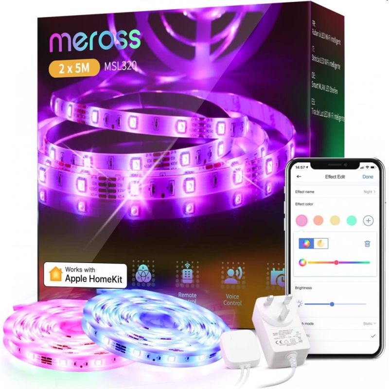 Meross Smart WiFi LED Szalag RGB (2x5m = 10 meter) akciós termékkép 1