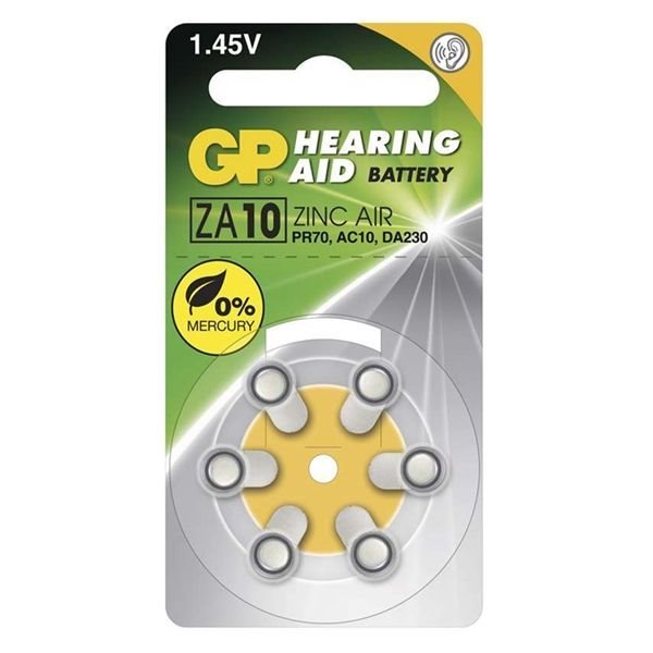 Alkáli gombelem GP typ ZA10, hallókészülékbe, 6 db