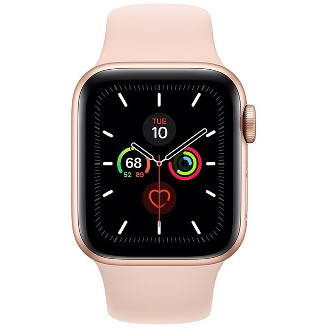 Apple Watch Series 5 GPS, 44mm Gold Aluminium Case with Pink Sand Sport Band - S/M & M/L