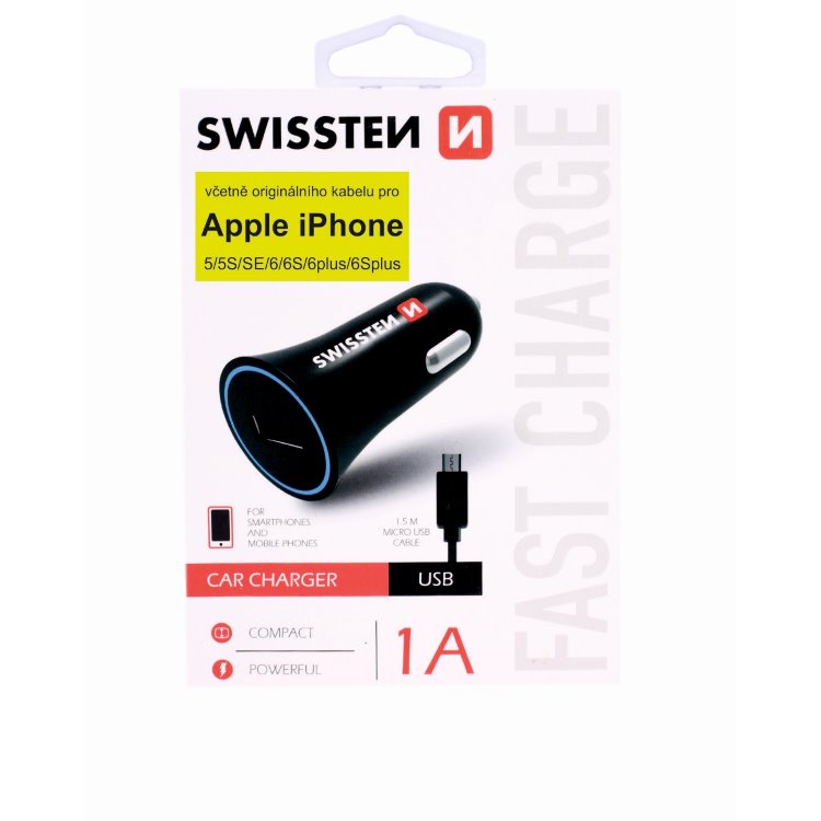 Autós töltő Swissten Micro-USB kábellel eredeti Lightning kábellel MD818