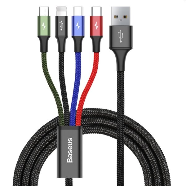 Baseus Fast 4v1 kábel USB-A/Micro-USB+Lightning+2xUSB-C 3.5A 1.2m Baseus Fast 4v1 kábel USB-A/Micro-USB+Lightning+2xUSB-C 3.5A 1.2m
