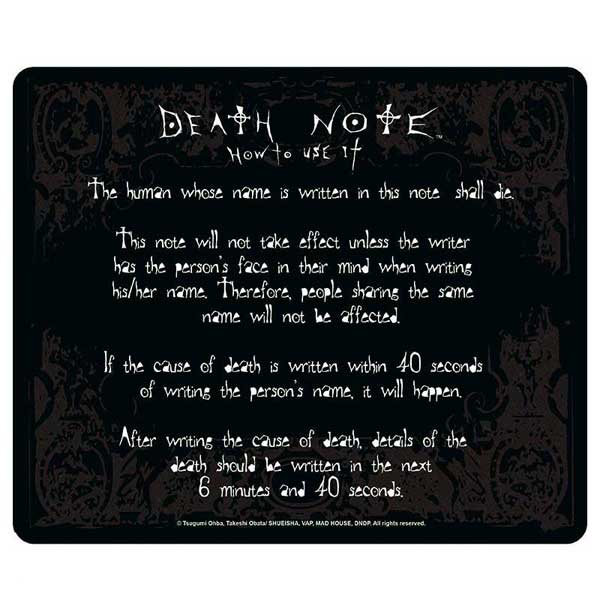 Death Note Mousepad - Rules