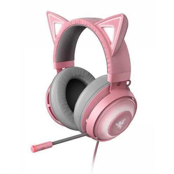 Játékos fülhallgató Razer Kraken Kitty rózsaszín