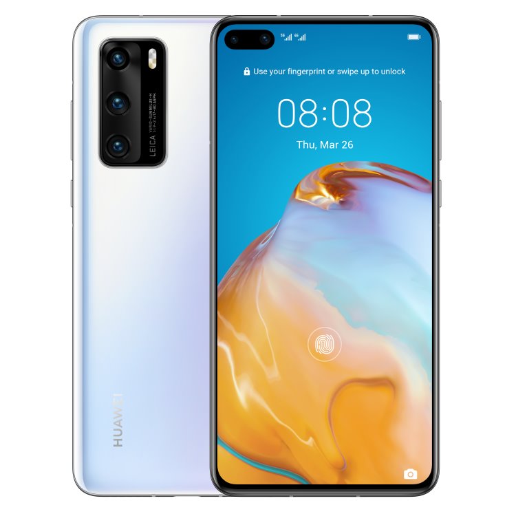 Huawei P40, 8/128GB, Dual Sim | White, C osztály - használt, 12 hónap garancia