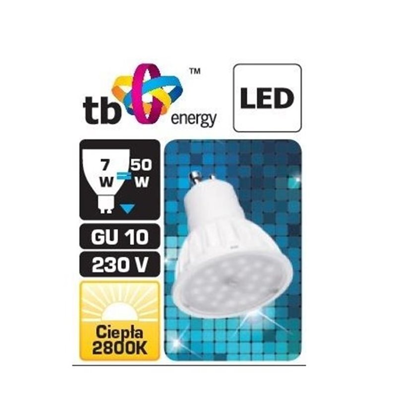 LED izzó TB Energy - GU10 - 7W, Meleg fehér