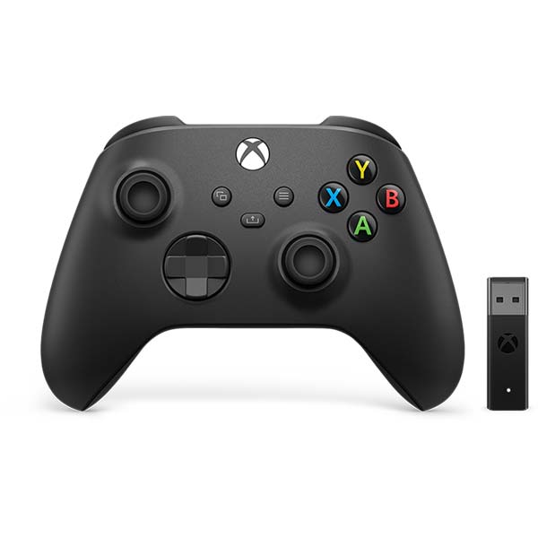 Microsoft Xbox Wireless Controller, carbon black + Microsoft Xbox Adapter - OPENBOX (Bontott termék teljes garanciával)