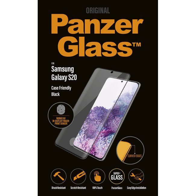 Temperált védőüveg PanzerGlass Case Friendly Samsung Galaxy S20 Plus - G985F, Fingerprint komp., fekete