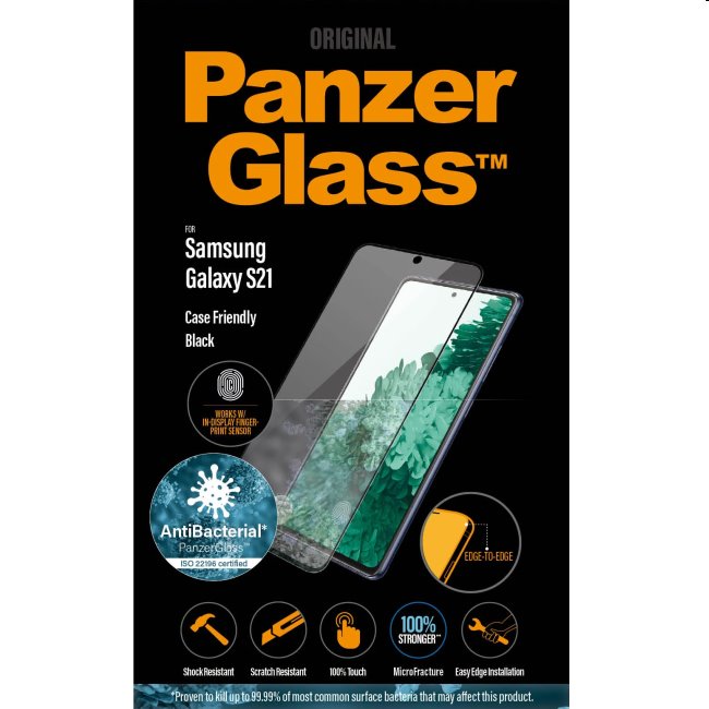 Temperált védőüveg PanzerGlass Case Friendly for Samsung Galaxy S21 - G991B, Fingerprint komp., black