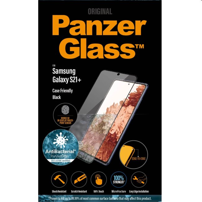 Temperált védőüveg PanzerGlass Case Friendly for Samsung Galaxy S21 Plus - G996B, Fingerprint komp., black
