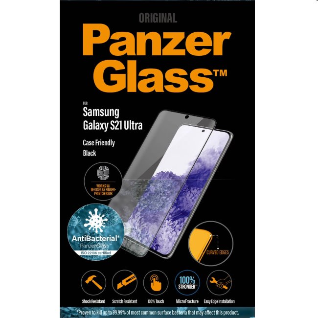 Temperált védőüveg PanzerGlass Case Friendly for Samsung Galaxy S21 Ultra - G998B, Fingerprint komp., black