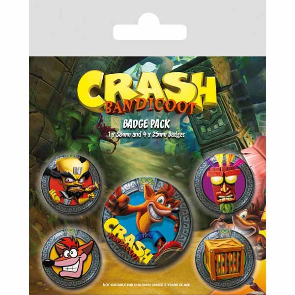 Odznaky Crash Bandicoot Pop Out 5-Pack