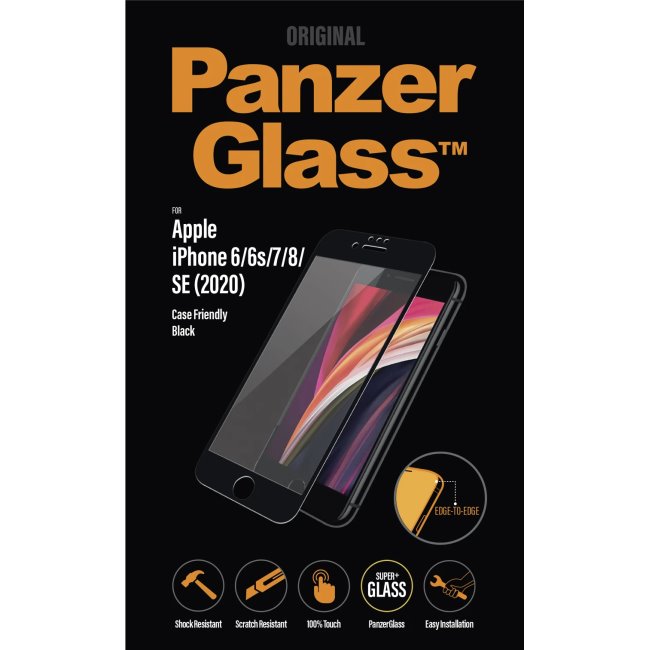 Temperált védőüveg PanzerGlass Curved for  iPhone SE 20/SE 22/8/7/6s/6, fekete