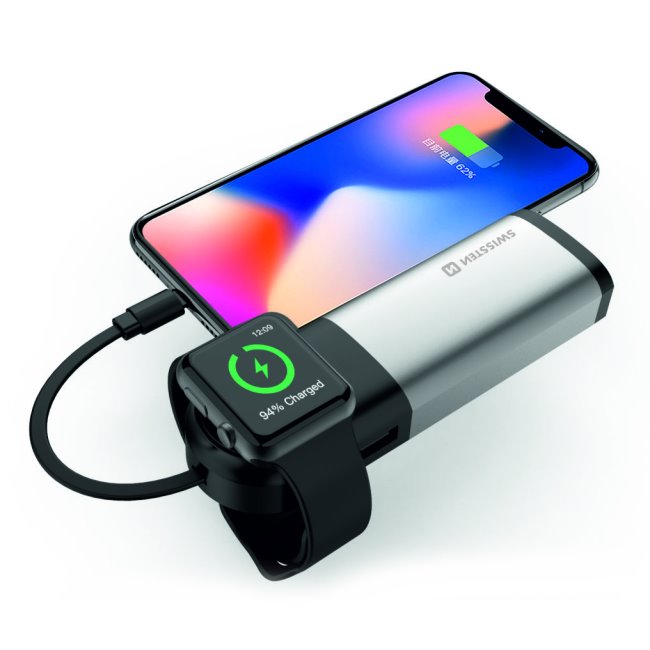 Swissten 2in1 Powerbank MFi Apple Watch számára, 6700 mAh