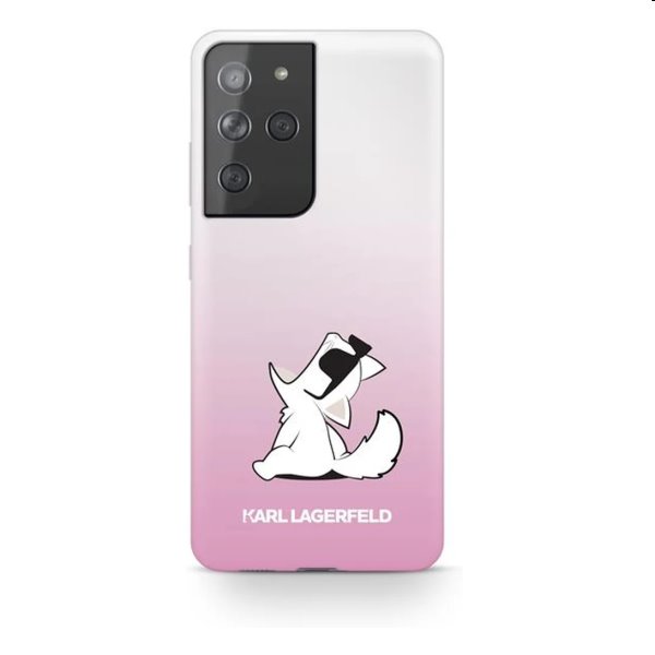 Tok Karl Lagerfeld PC/TPU Choupette Eats for Samsung Galaxy S21 Ultra - G998B, rózsaszín