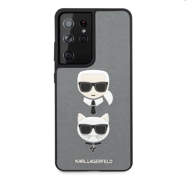 Tok Karl Lagerfeld Saffiano K&C Heads for Samsung Galaxy S21Ultra - G998B, ezüst