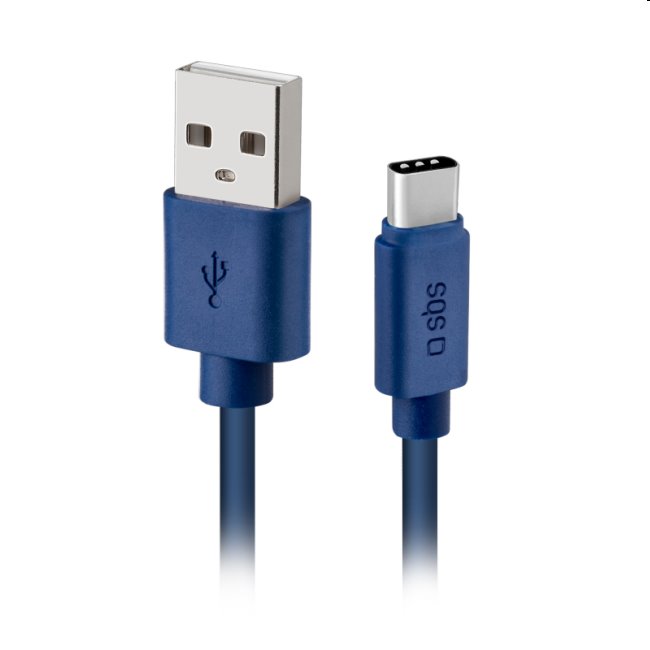 SBS Adatkábel Polo USB/USB-C szilikon, 1m, kék