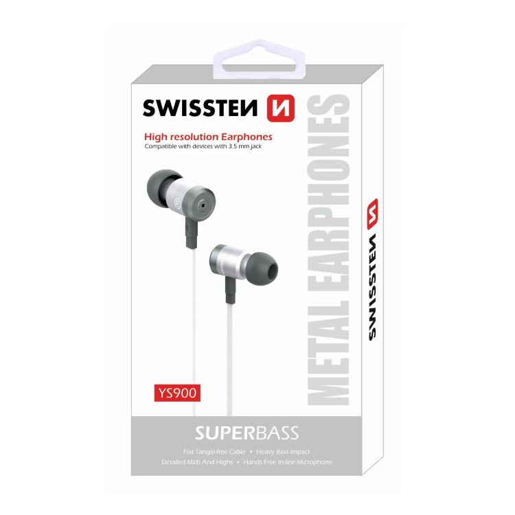 Fülhallgató Swissten SuperBass YS900, ezüst-fehér