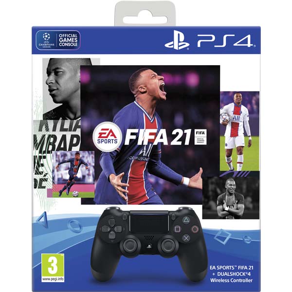 Sony DualShock 4 Wireless Controller v2, jet black + FIFA 21