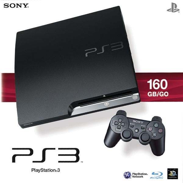 Sony PlayStation 3 slim 160GB,  black - BAZÁR (használt , 12 hónap garancia)