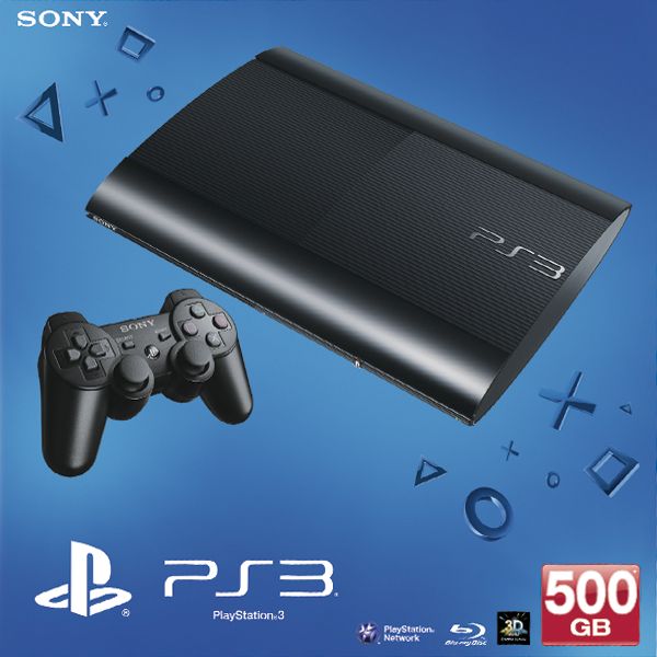 Sony PlayStation 3 500GB super slim,  black - BAZÁR (használt termék, 12 hónap garancia)