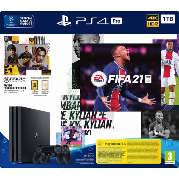 Sony PlayStation 4 Pro 1 TB + FIFA 21 + DualShock 4 + PS Plus 14 dní - OPENBOX (Bontott termék teljes garanciával)