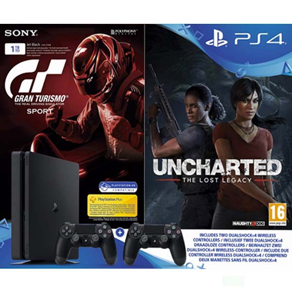 Sony PlayStation 4 Slim 1TB, jet black + Gran Turismo Sport + Uncharted: The Lost Legacy +Sony DualShock 4, jet black
