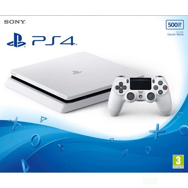 Sony PlayStation 4 Slim 500GB, glacier white - BAZÁR (použitý tovar , 12 hónap garancia)
