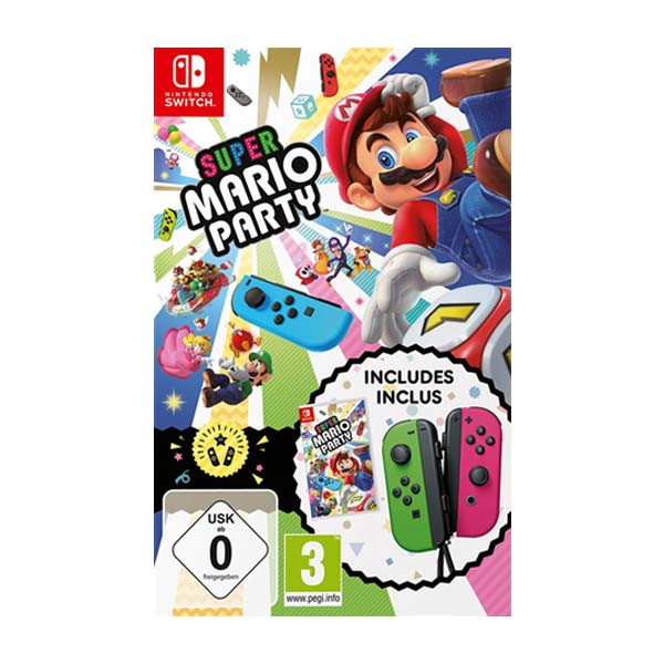 Super Mario Party + vezérlők Nintendo Joy-Con, neon zöld / neon rózsaszín