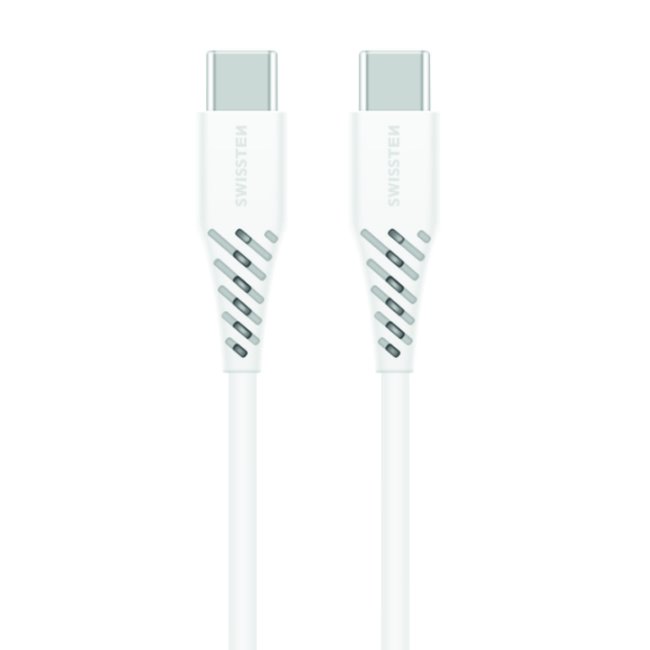 Adatkábel Swissten USB-C / USB-C 1,5 M Power Delivery 5A támogatással (100W), fehér