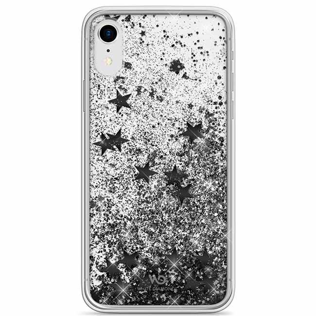 White Diamonds Sparkle Case Clear tok iPhone Xr számára, Fekete Stars kivitel