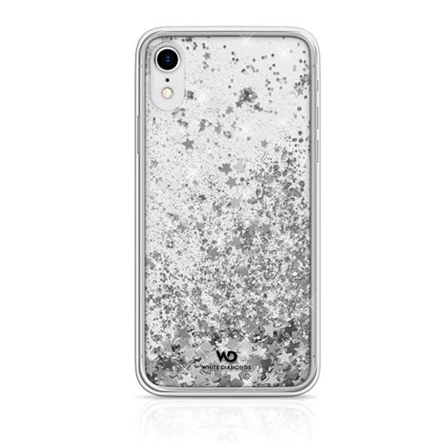 White Diamonds Sparkle Case Clear iPhone Xr, Silver Stars