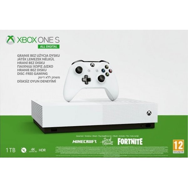 Xbox One S 1TB All-Digital + Fortnite + Minecraft + Sea of Thieves