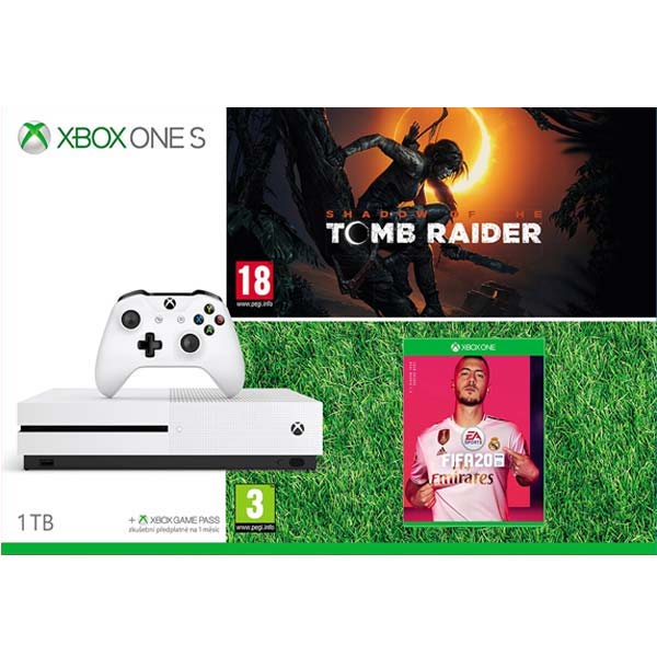 Xbox One S 1TB + Shadow of the Tomb Raider + FIFA 20