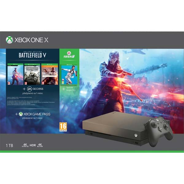 Xbox One X 1TB + Battlefield 5 Deluxe Edition + Battlefield 1: Revolution + Battlefield: 1943 + FIFA 19