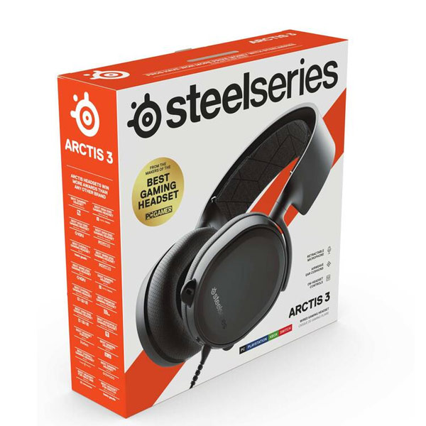 Játékos fülhallgató SteelSeries Arctis 3 (2019 Kiadás), fekete