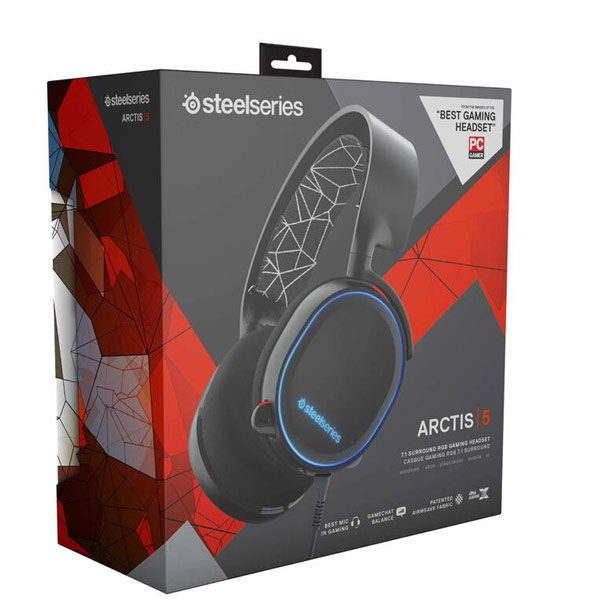 Steelseries Arctis 5 (2019 Kiadás) játékos fülhallgató, fekete