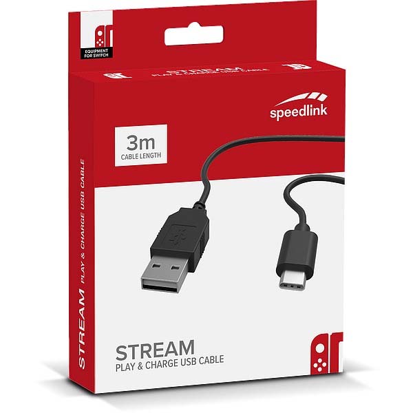 Töltő kábel Speedlink Stream Play & Charge USB Cable for Nintendo Switch