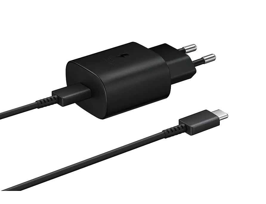 Samsung 25W Gyorstöltő USB-C kábellel, Fekete Samsung 25W Gyorstöltő USB-C kábellel, Fekete